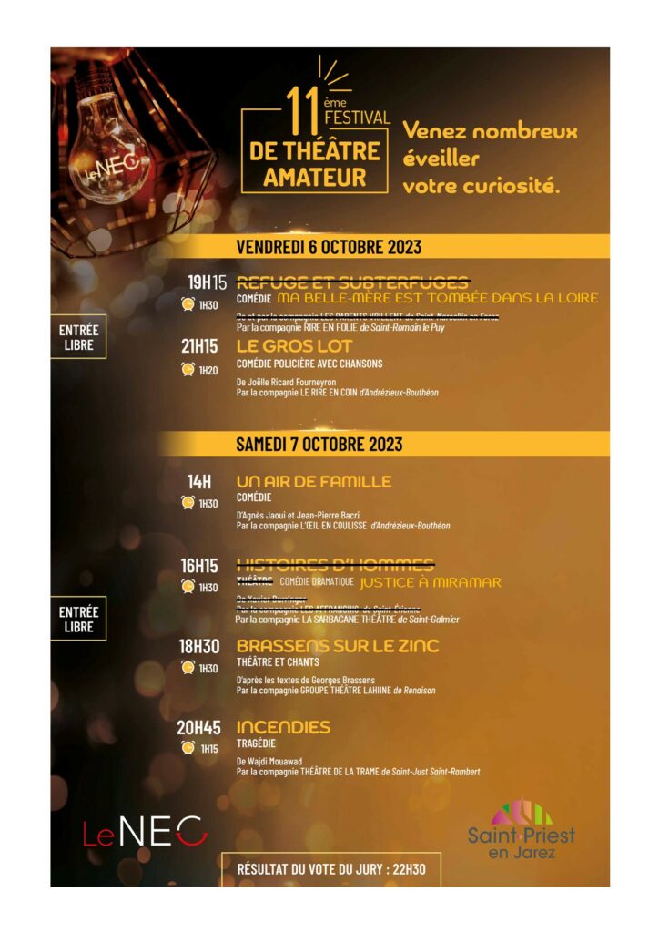 Affiche du programme du festival