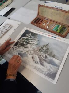 peinture d'un paysage de neige