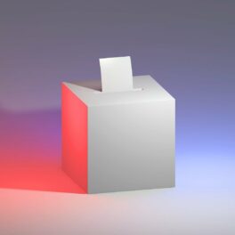 Urne électorale sur fond bleu blanc rouge