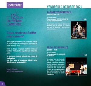 Programme du vendredi du festival de théâtre amateur du NEC. 2 photos