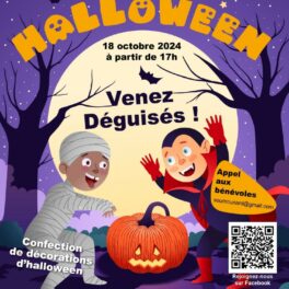 invitation à la boum d'haloween par le sou des écoles le 18.10 à 17h à l'espace loisirs de la bargette