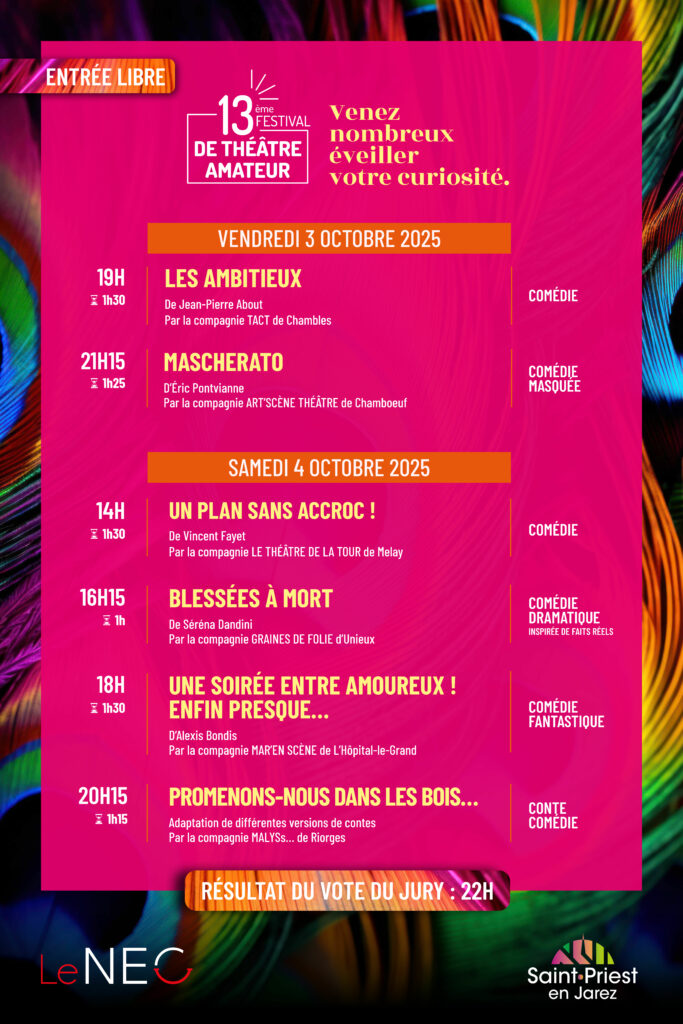affiche du programme du festival amateur