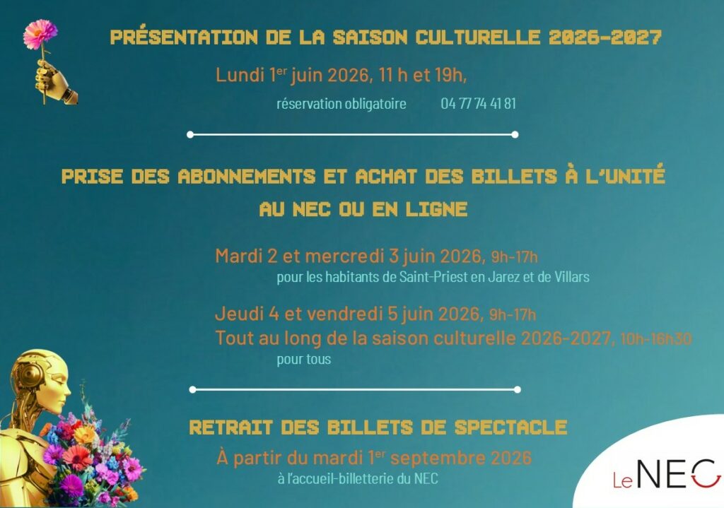 Flyer des dates de la présentation de la saison culturelle